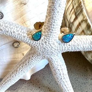 Australian Opal Teardrops set in 14 Karat Gold earrings